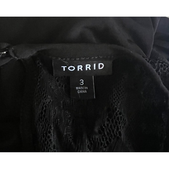Torrid Womens Dress Black Midi Studio Knit Asymmetrical‎ Lace Whimsigoth Sz 3 3X - Picture 4 of 5